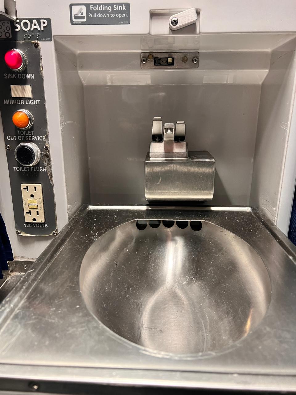 folding sink in an amtrak roomette