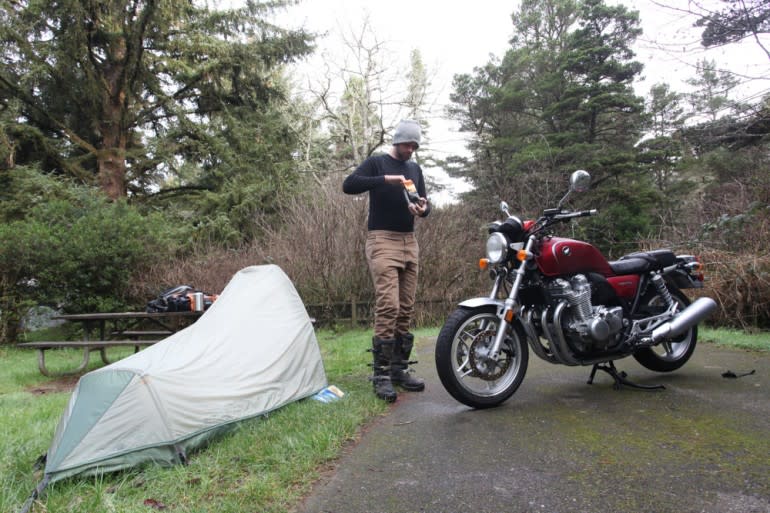 Breakfast at Sunset Bay Beach campground.