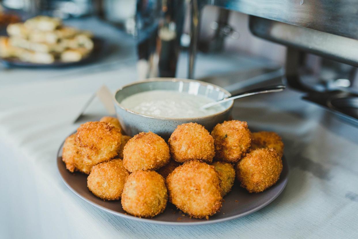 fried cheese balls with dipping sauce