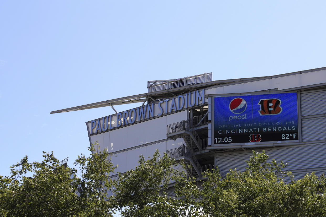 The Bengals' Paul Brown Stadium will now be called Paycor Stadium. (AP Photo/Aaron Doster)