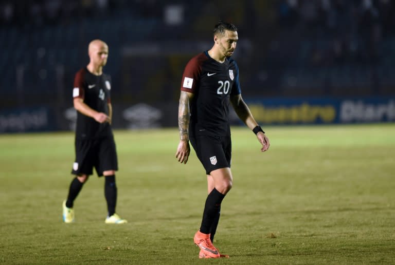 Geoff Cameron looks dejected after USA is defeated by Guatemala 2-0 in their 2018 World Cup Concacaf qualifying match in March