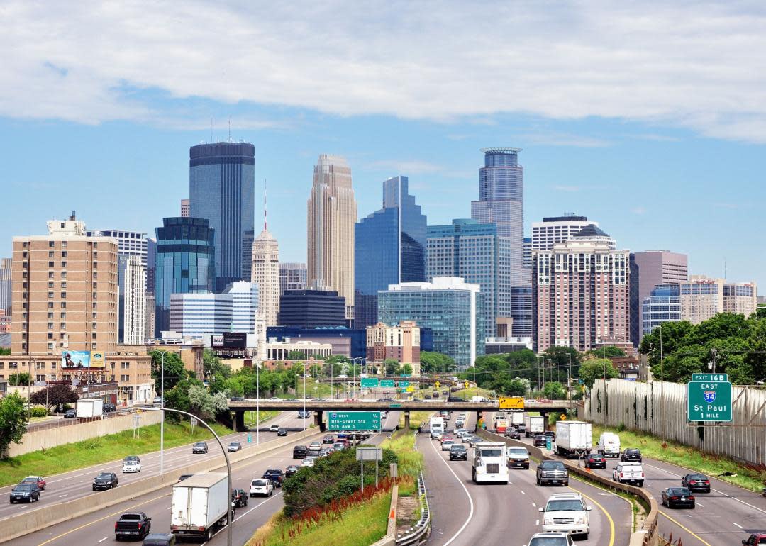 Minnesota Skyline and Interstate Highway 35W.