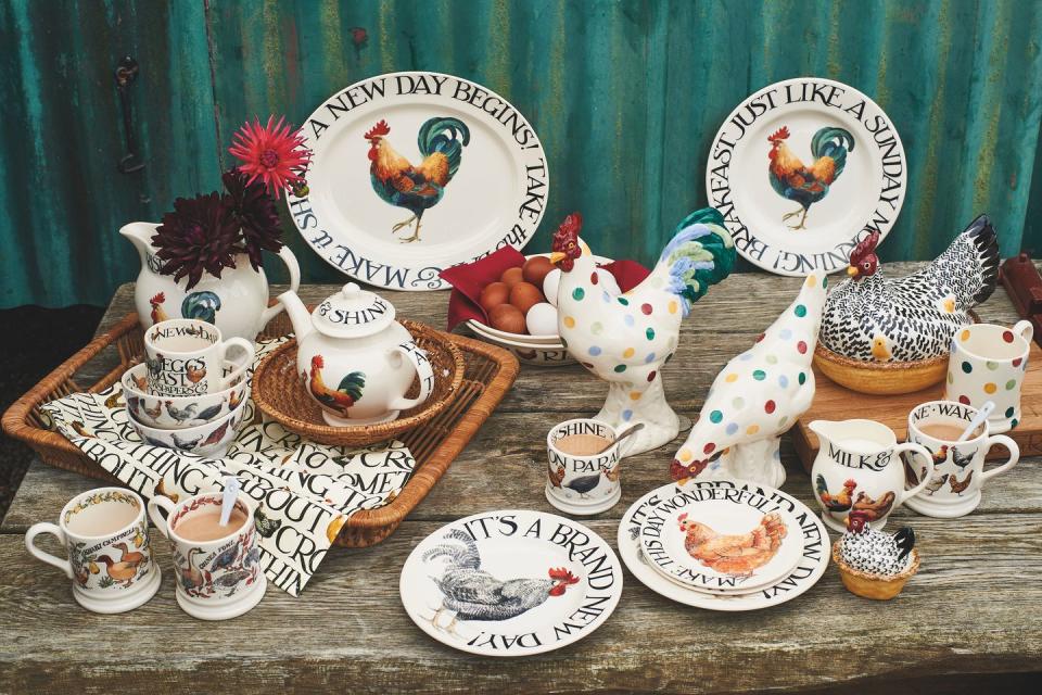 <p>The classic Rise and Shine range is here to stay, thanks to its popularity. Some new additions include a <a href="https://go.redirectingat.com?id=127X1599956&url=https%3A%2F%2Fwww.emmabridgewater.co.uk%2Fproducts%2Frise-shine-make-this-day-wonderful-6-12-inch-plate&sref=https%3A%2F%2Fwww.housebeautiful.com%2Fuk%2Flifestyle%2Fshopping%2Fg35264783%2Femma-bridgewater-spring%2F" rel="nofollow noopener" target="_blank" data-ylk="slk:gorgeous statement cockerel plate;elm:context_link;itc:0;sec:content-canvas" class="link ">gorgeous statement cockerel plate</a> (£12.95) and a must-have '<a href="https://go.redirectingat.com?id=127X1599956&url=https%3A%2F%2Fwww.emmabridgewater.co.uk%2Fproducts%2Frise-shine-eggs-toast-12-pint-mug&sref=https%3A%2F%2Fwww.housebeautiful.com%2Fuk%2Flifestyle%2Fshopping%2Fg35264783%2Femma-bridgewater-spring%2F" rel="nofollow noopener" target="_blank" data-ylk="slk:eggs, toast, newspaper and coffee' mug;elm:context_link;itc:0;sec:content-canvas" class="link ">eggs, toast, newspaper and coffee' mug</a> (£19.95). </p><p><a class="link " href="https://go.redirectingat.com?id=127X1599956&url=https%3A%2F%2Fwww.emmabridgewater.co.uk%2Fcollections%2Fnew&sref=https%3A%2F%2Fwww.housebeautiful.com%2Fuk%2Flifestyle%2Fshopping%2Fg35264783%2Femma-bridgewater-spring%2F" rel="nofollow noopener" target="_blank" data-ylk="slk:BUY NOW;elm:context_link;itc:0;sec:content-canvas">BUY NOW</a><strong><br><br>Like this article? <a href="https://hearst.emsecure.net/optiext/cr.aspx?ID=DR9UY9ko5HvLAHeexA2ngSL3t49WvQXSjQZAAXe9gg0Rhtz8pxOWix3TXd_WRbE3fnbQEBkC%2BEWZDx" rel="nofollow noopener" target="_blank" data-ylk="slk:Sign up to our newsletter;elm:context_link;itc:0;sec:content-canvas" class="link ">Sign up to our newsletter</a> to get more articles like this delivered straight to your inbox.</strong></p><p><a class="link " href="https://hearst.emsecure.net/optiext/cr.aspx?ID=DR9UY9ko5HvLAHeexA2ngSL3t49WvQXSjQZAAXe9gg0Rhtz8pxOWix3TXd_WRbE3fnbQEBkC%2BEWZDx" rel="nofollow noopener" target="_blank" data-ylk="slk:SIGN UP;elm:context_link;itc:0;sec:content-canvas">SIGN UP</a></p><p>In need of some positivity or not able to make it to the shops? <a href="https://go.redirectingat.com?id=127X1599956&url=https%3A%2F%2Fwww.hearstmagazines.co.uk%2Fhb%2Fhouse-beautiful-magazine-subscription-website&sref=https%3A%2F%2Fwww.housebeautiful.com%2Fuk%2Flifestyle%2Fshopping%2Fg35264783%2Femma-bridgewater-spring%2F" rel="nofollow noopener" target="_blank" data-ylk="slk:Subscribe to House Beautiful magazine today;elm:context_link;itc:0;sec:content-canvas" class="link ">Subscribe to House Beautiful magazine today</a> and get each issue delivered directly to your door. </p>