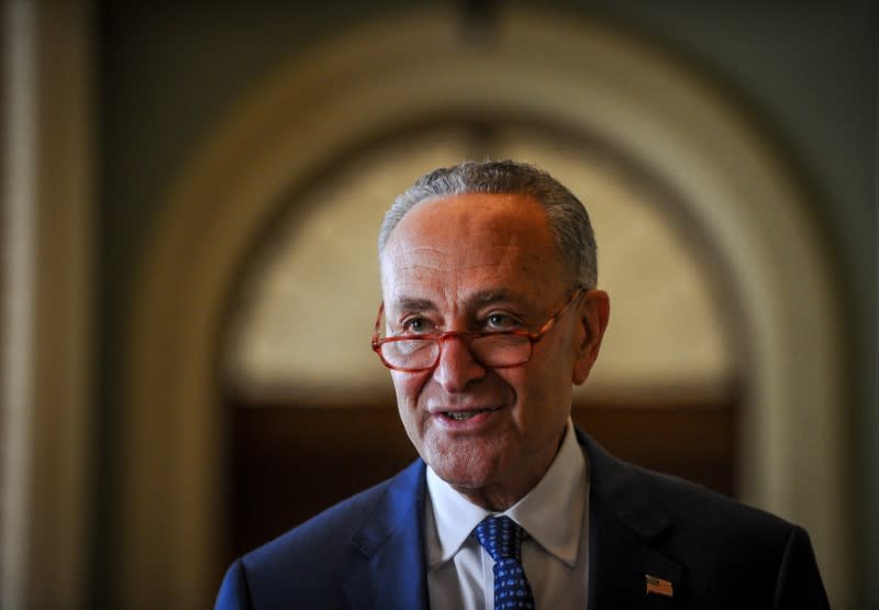 Schumer makes a statement after meetings to wrap up work on coronavirus economic aid legislation