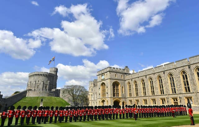 Windsor Castle's quadrangle - pictured hosting a ceremonial welcome for the United Arab Emirates President - is expected to host the new event marking the Queen's official birthday. Toby Melville/PA Wire