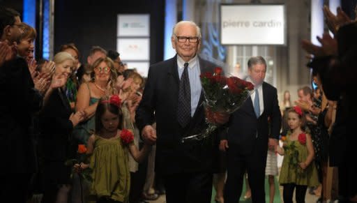 French designer Pierre Cardin, pictured on June 9, after presenting his haute couture collection at Serbia's royal palace in Belgrade