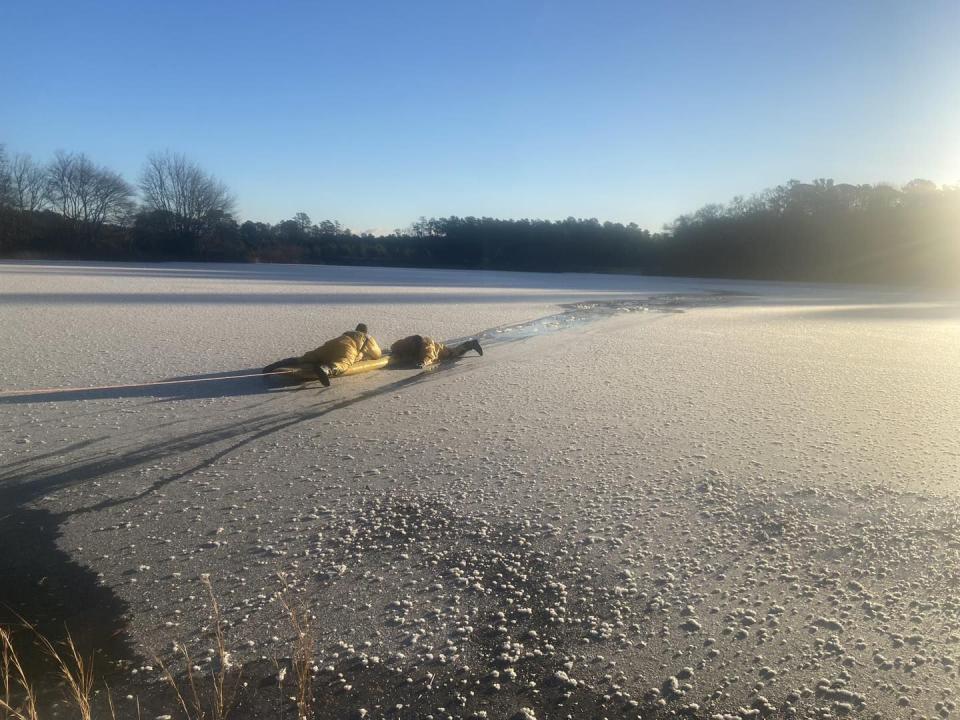 Authorities rescue dog that fell through ice in Wareham