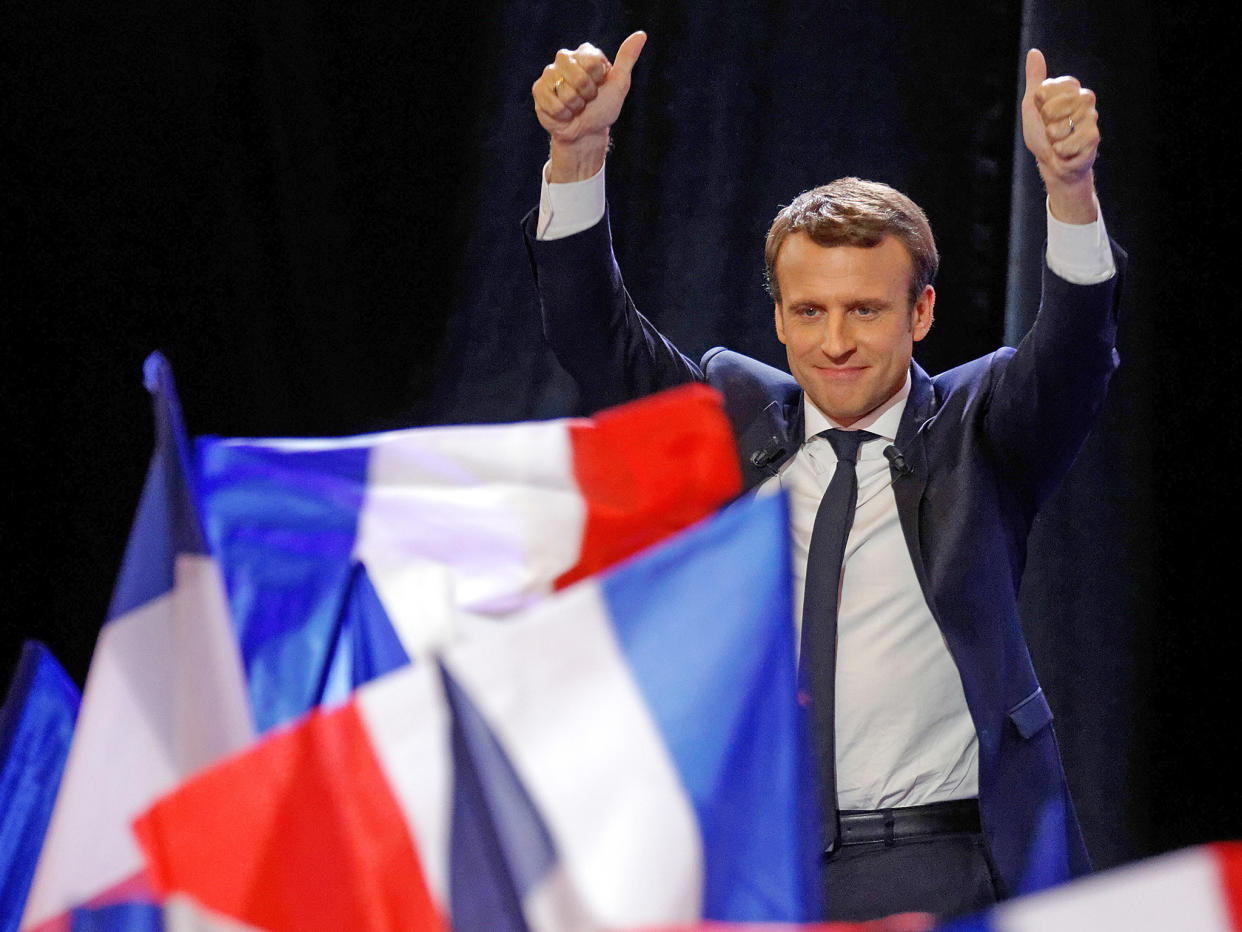 Emmanuel Macron is head to head against Marine Le Pen for the French presidency: Getty