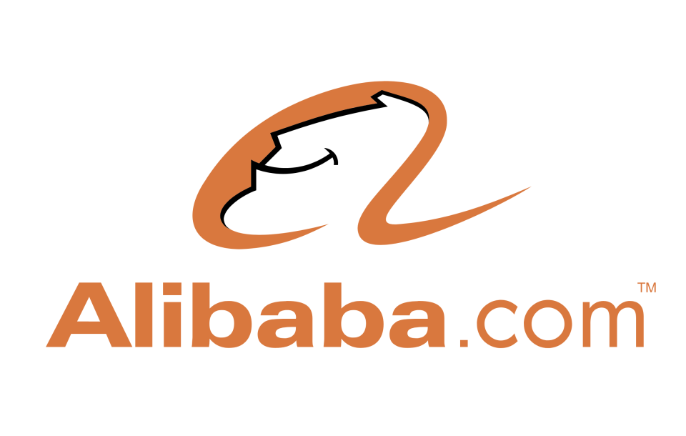 Alibaba's corporate logo, featuring a smiling genie.