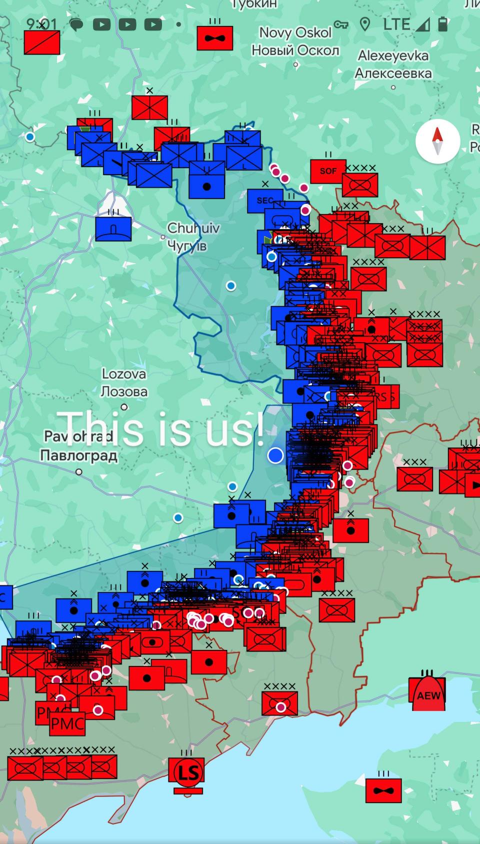 David Graham shared this map on social media, with the big blue dot and “This is us,” noting when he and Allan Mestel were close to the front lines this summer, as the two men documented the impact of the war in Ukraine as part of the project Portrait Ukraine 2023.
