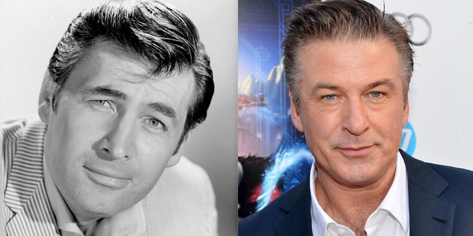 <p>There's something about Alec Baldwin's almond shaped eyes and strong chin that make him the carbon copy of <em>Davy Crockett</em>'s Fess Parker. That, and the fact that they both have a terrific head of hair. </p>
