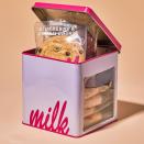 <p>milkbarstore.com</p><p><strong>$22.00</strong></p><p><a href="https://go.redirectingat.com?id=74968X1596630&url=https%3A%2F%2Fmilkbarstore.com%2Fproducts%2Fassorted-cookie-tin%3Fvariant%3D31411263012937%26gclid%3DCjwKCAiAzNj9BRBDEiwAPsL0d50ZvFxbgvaeoV7wGvOCuh47UZ7vqKyD24ll3SJdvuLdUBqqtPg2hhoCwC4QAvD_BwE&sref=https%3A%2F%2Fwww.delish.com%2Fholiday-recipes%2Fvalentines-day%2Fg4526%2Fgifts-for-girlfriend%2F" rel="nofollow noopener" target="_blank" data-ylk="slk:Shop Now" class="link ">Shop Now</a></p><p>Everyone loves these cookies from Milk Bar, so they're a foolproof gift. Plus, you'll get an assortment including a Cornflake Chocolate Chip Marshmallow Cookie, Blueberry & Cream, and Chocolate Confetti Cookie, as well as this adorable tin!</p>