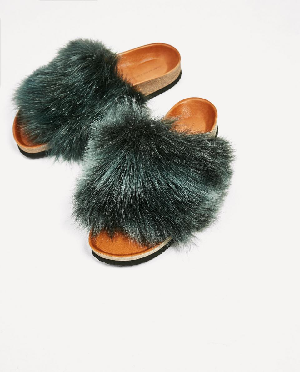 Flat Furry Sandals