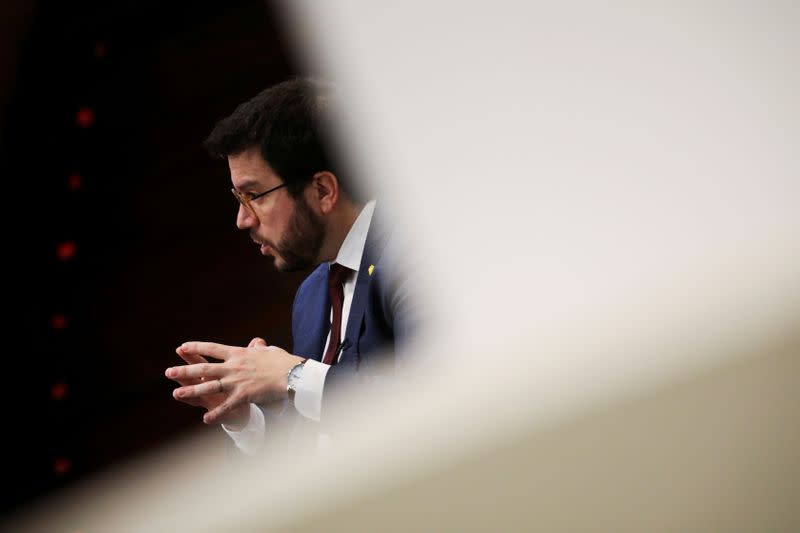 FILE PHOTO: Catalan regional deputy leader Pere Aragones speaks during an interview with Reuters in Madrid