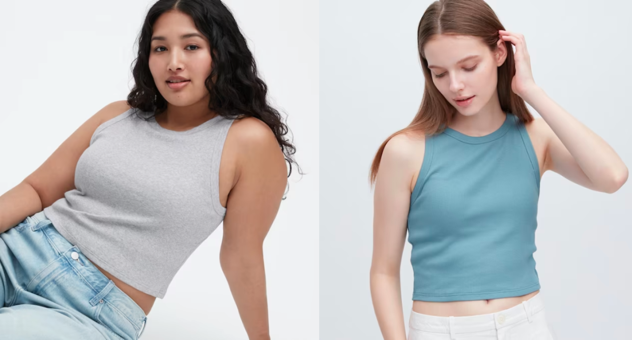 The Ribbed Cropped Sleeveless Bra Top is a must for spring and summer. Images via Uniqlo.