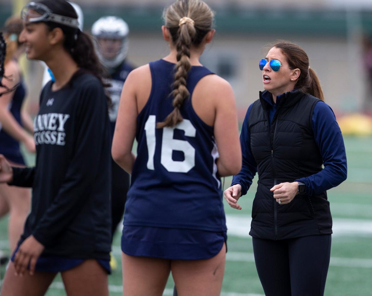 Ranney coach Rachel Mullooly. Ranney vs Neptune girls lacrosse. 
Neptune, NJ
Thursday, April 11, 2024