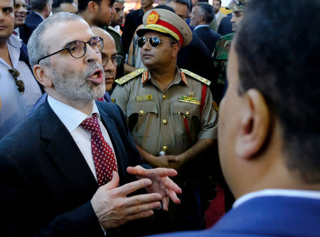 FILE PHOTO: Mustafa Sanalla, the chairman of state oil firm NOC, attends Benghazi International forum and Exhibition of Oil and Gas in Benghazi, Libya October 24, 2018. REUTERS/Esam Omran Al-Fetori/File Photo