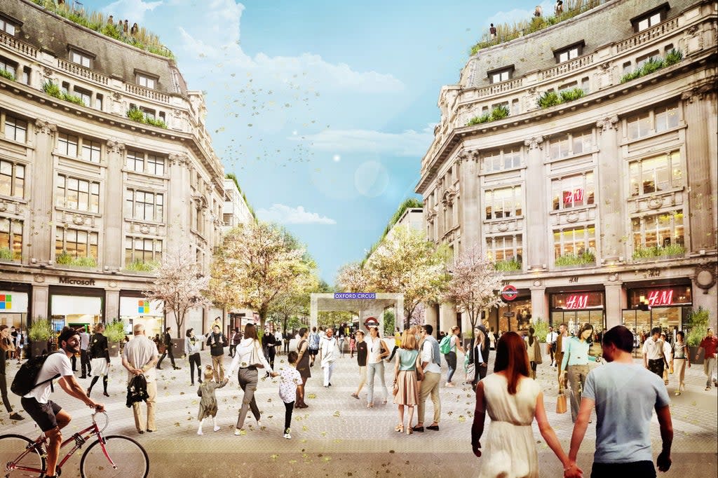 Artist’s impression of the Oxford Circus piazza   (PA)