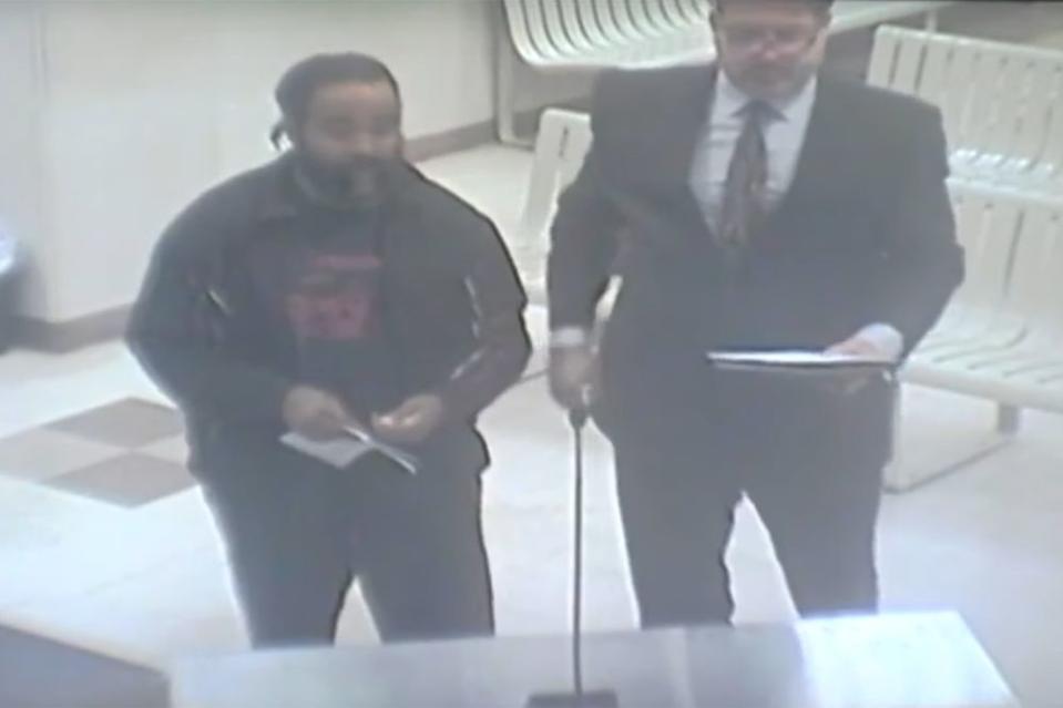 Nathan Sutherland, at left, in court Jan. 23, 2019