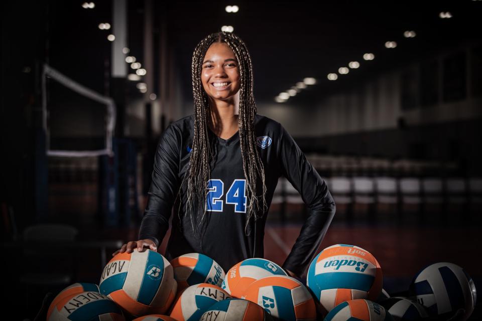 Lauren Harden (24), from Hamilton SoutheasternHigh School, is photographed for the IndyStar 2023 High School Girls Volleyball Super Team on Tuesday, August 1, 2023, at The Academy Volleyball Club in Indianapolis.