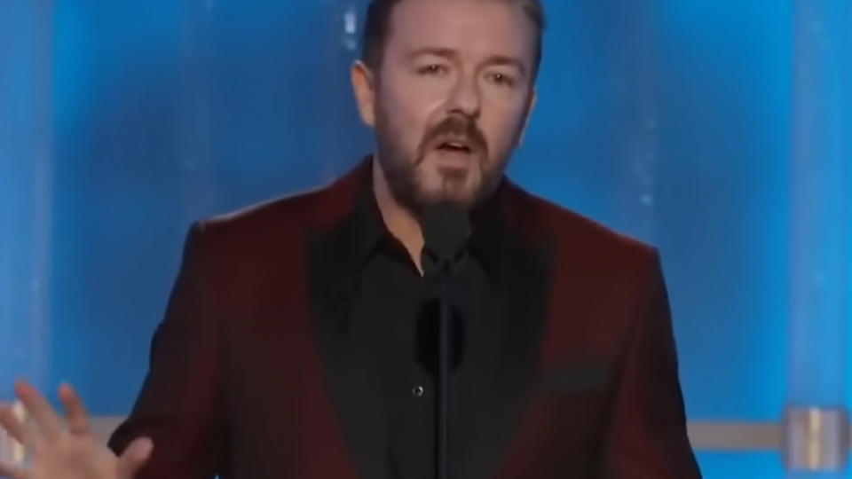 Ricky Gervais hosting the Golden Globes