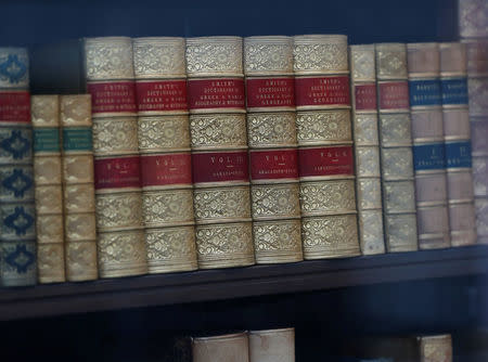 Old books intended for use by staff members in the bank's early years are seen inside Coutts private bank in London, Britain October 10, 2017. REUTERS/Peter Nicholls/Files
