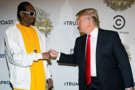 <p>Snoop Dogg and Trump arrive for Comedy Central’s roast of Donald Trump, in New York on March 9, 2011. <i>(Photo: Charles Sykes/AP)</i> </p>