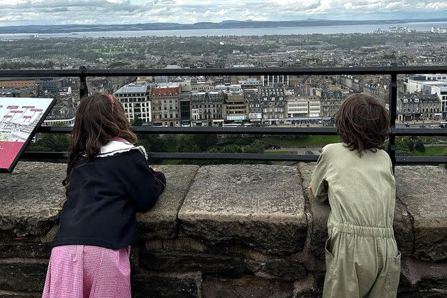 <p>Zooey Deschanel/Instagram</p> Zooey Deschanel's kids Elsie and Charlie taking in the view during the family's European trip.