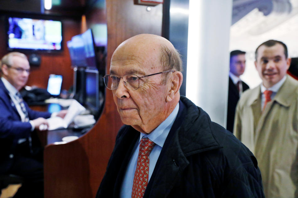 U.S. Secretary of Commerce, Wilbur Ross, walks on the floor of the New York Stock Exchange after speaking to CNBC in New York, U.S., December 3, 2019.  REUTERS/Lucas Jackson