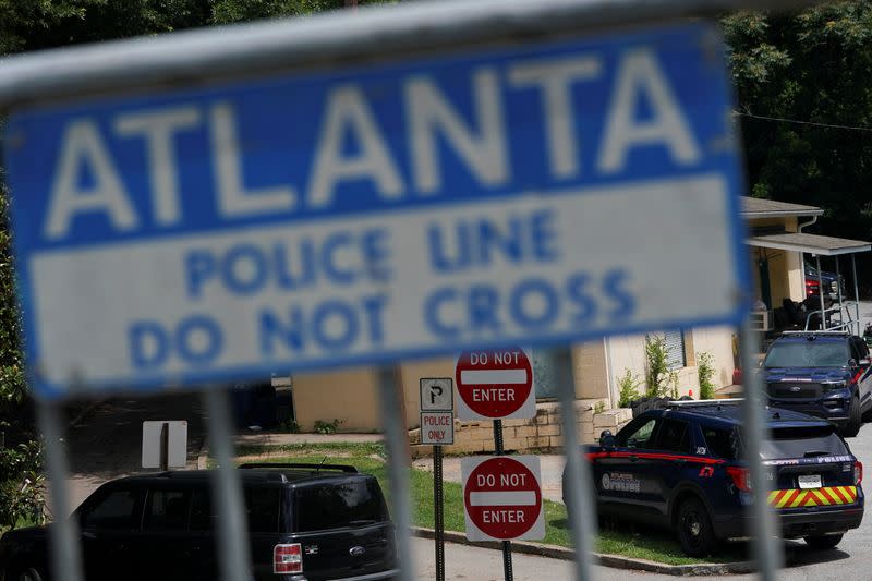 Atlanta Police Department vehicles are seen in Atlanta