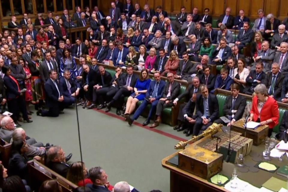 MPs listen to Theresa May's statement after her Brexit plans were defeated for a second timeAFP/Getty Images