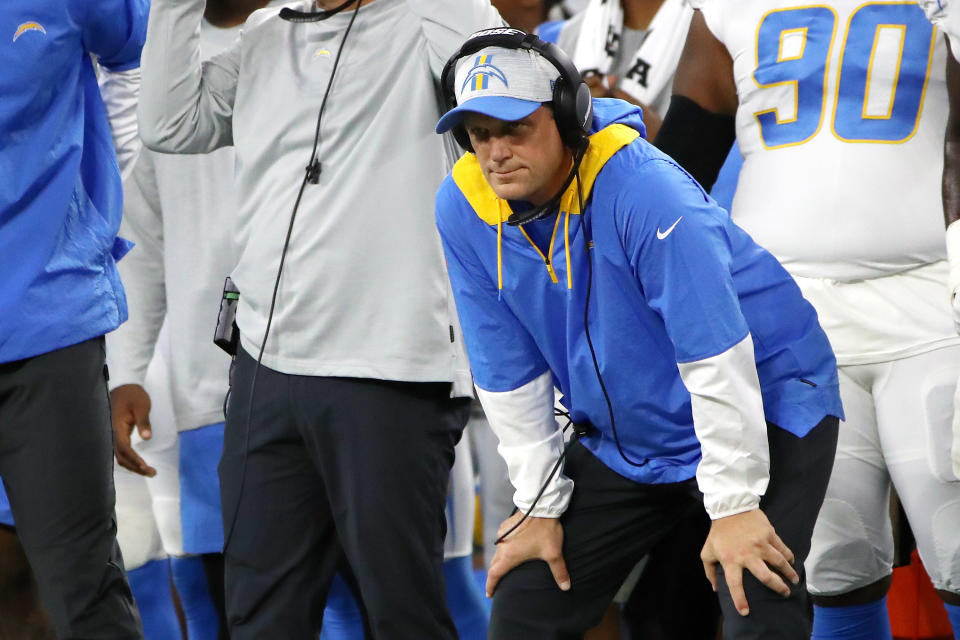 Joe Lombardi Is out as the Los Angeles Chargers' offensive coordinator. (Photo by Katelyn Mulcahy/Getty Images)