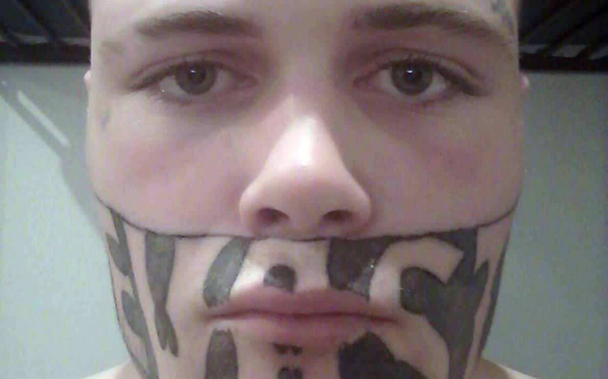 Mark Cropp said his DEVAST8 facial tattoo has stopped him from getting a job  - Caters News Agency