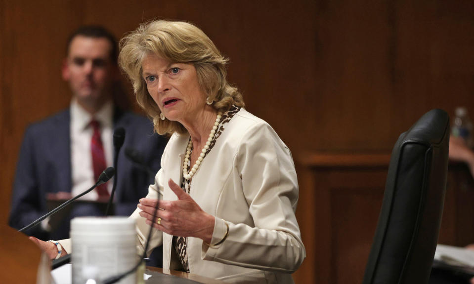 Sen. Lisa Murkowski, R-Alaska, speaks during a hearing on May 26, 2021. (Alex Wong / Getty Images)