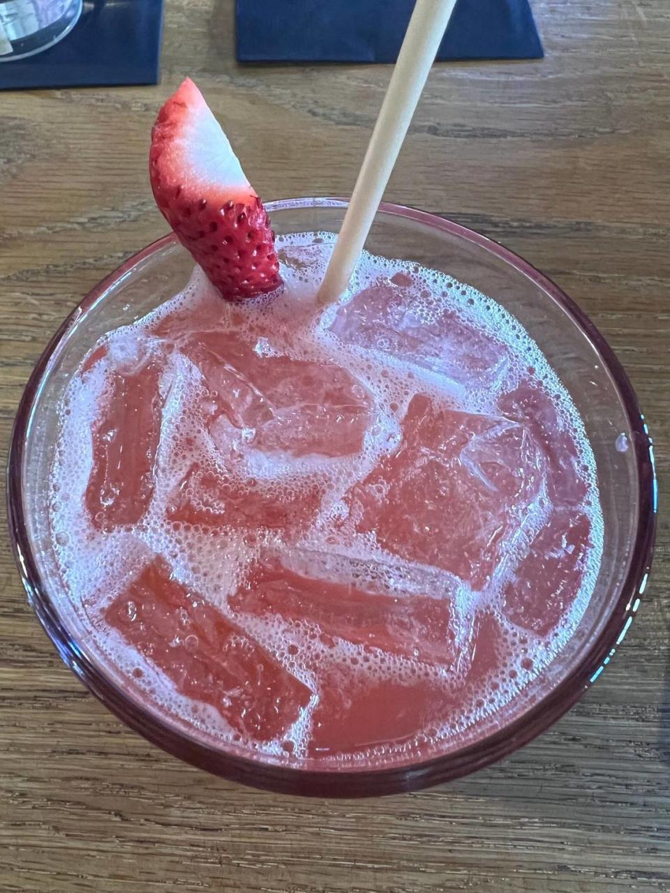 A refreshing strawberry bourbon cocktail at Creaux New Orleans inspired cocktail bar during the Bites of the Bluegrass walking food and history tour of downtown Lexington, Ky on March 21, 2024.