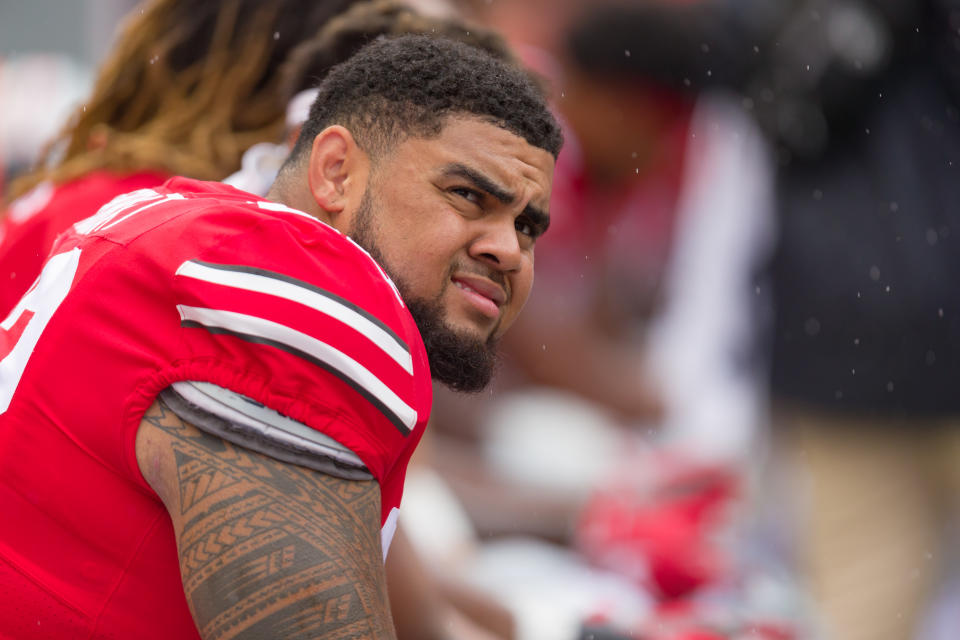 Ohio State defensive tackle Haskell Garrett reportedly was shot in the face early Sunday morning and is in stable condition. (Photo by Adam Lacy/Icon Sportswire via Getty Images)