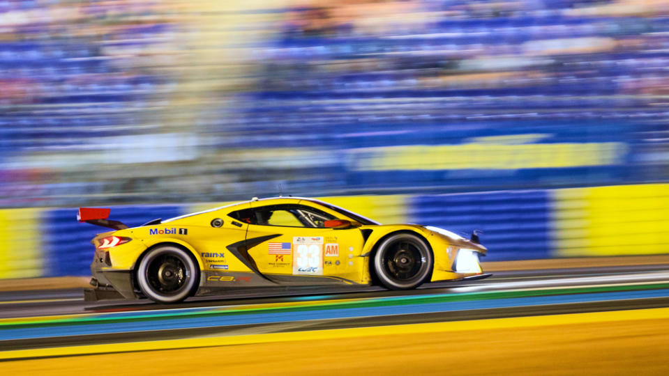 The Corvette C8.R that won its class at the 2023 24 Hours of Le Mans.