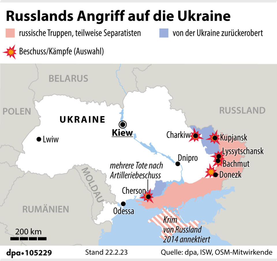 Russlands Angriff auf die Ukraine (22.02.2023)