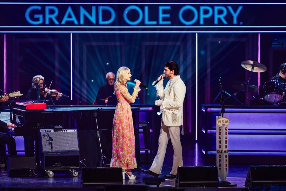 Sam Williams and Carter Faith onstage at the Grand Ole Opry, Feb. 10, 2024