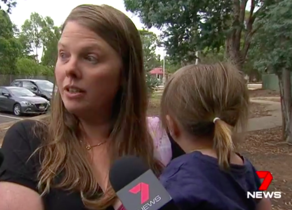 Parents outside the centre expressed their anger. Source: 7News