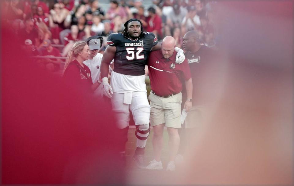 South Carolina’s Jaylen Nichols was injured in the 2023 spring game. Dwayne McLemore/dmclemore@thestate.com