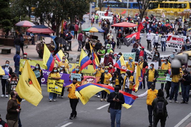 Protest calling for free education and the approval of a basic income, in Bogota