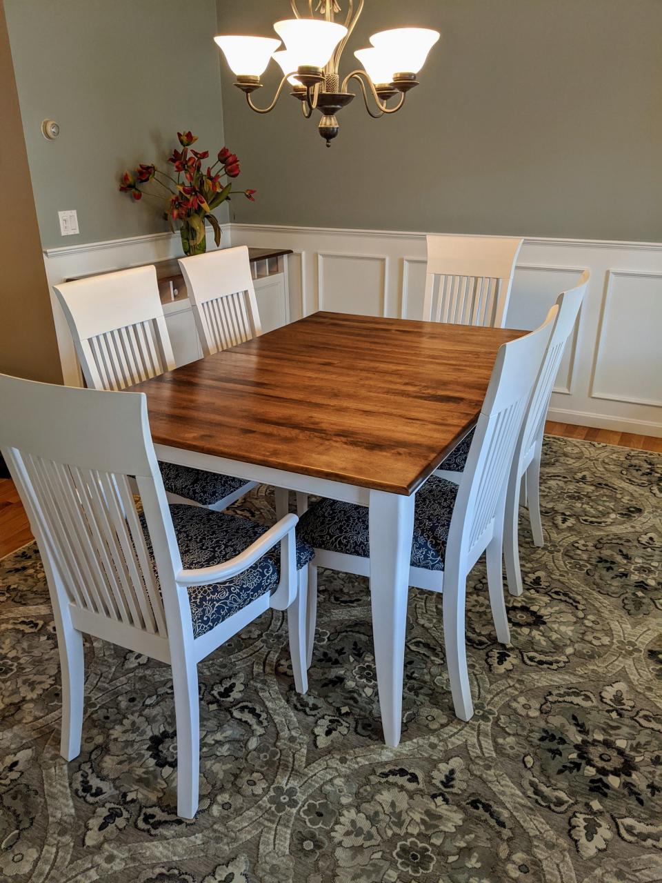 A refinished dining room set by Berkley residents Kim and Dan Arena, owners of Bostonian Repurposed.