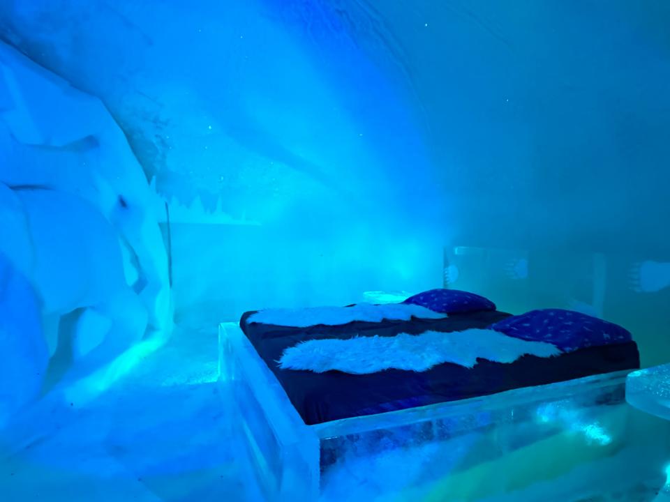 Two beds at the Snowhotel Kirkenes in Norway