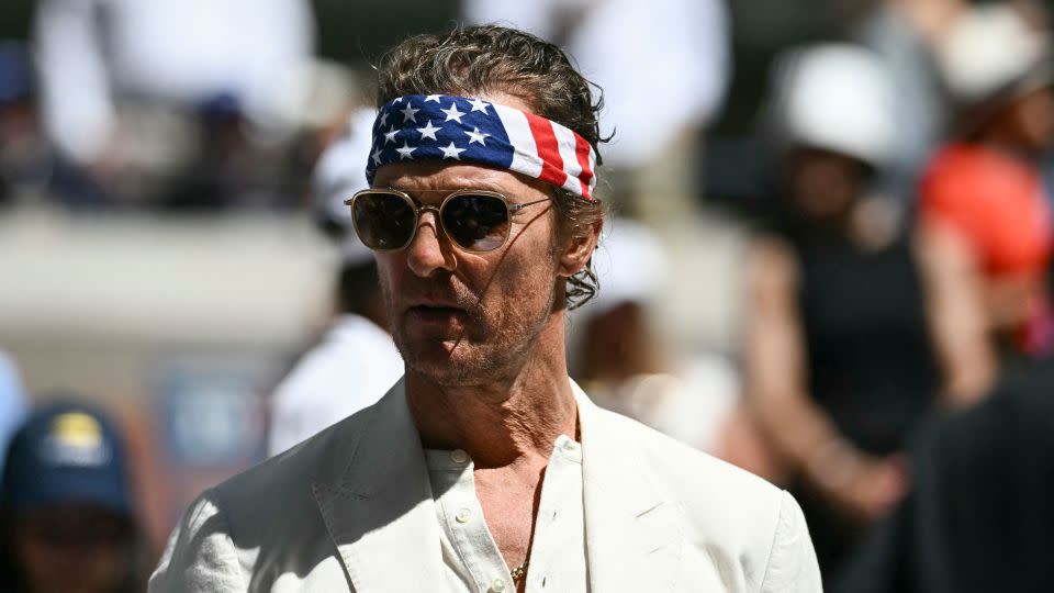 Matthew McConaughey at the US Open final in New York on Sunday. - Angela Weiss/AFP/Getty Images