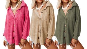 Dokotoo Waffle Knit Long Sleeve Button Down Top Amazon