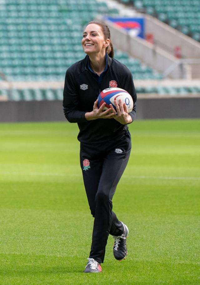 Kate Middleton Shows Off Some Quick Moves in Rugby Match in Her Debut as  the New Patron