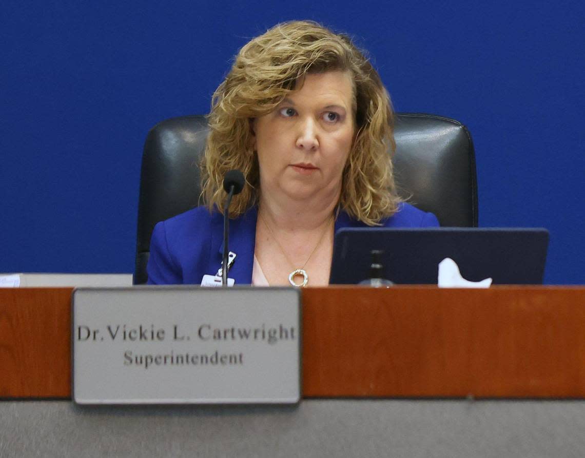 Current Superintendent Vickie L. Cartwright attends the Broward School Board meeting where the former school board superintendent may be rehired on Tuesday, December 13, 2022.