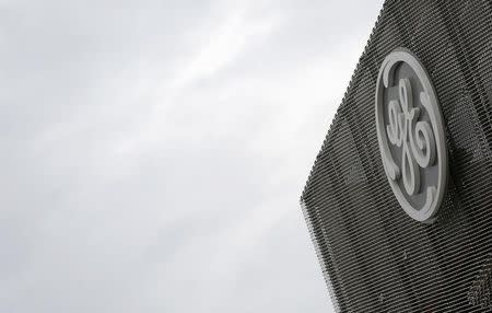 The logo of U.S. conglomerate General Electric is pictured at the company's site in Belfort, June 23, 2014. REUTERS/Vincent Kessler