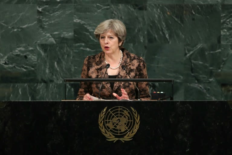 Britain's Prime Minister Theresa May, pictured here addressing the UN, is expected to spell out key Brexit demands in her address on September 22, 2017